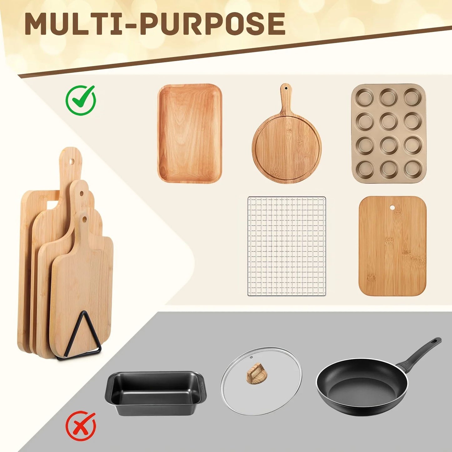 Space-Saving Metal Cutting Board Organizer Rack for Kitchen Counter & Cabinet Storage
