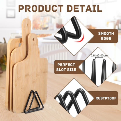 Space-Saving Metal Cutting Board Organizer Rack for Kitchen Counter & Cabinet Storage