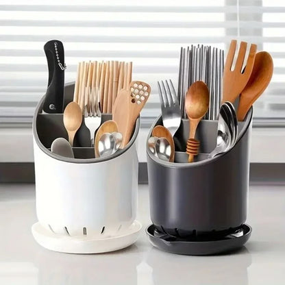 Plastic Cutlery Holder and Draining Rack for Kitchen Utensils