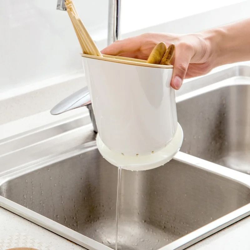 Plastic Cutlery Holder and Draining Rack for Kitchen Utensils