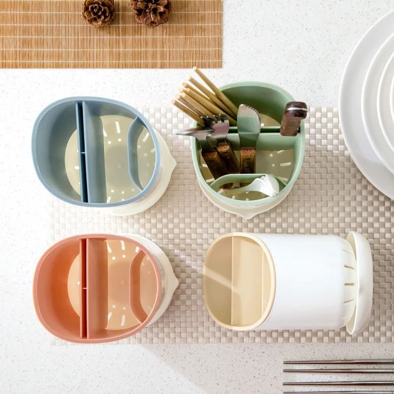 Plastic Cutlery Holder and Draining Rack for Kitchen Utensils