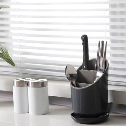 Plastic Cutlery Holder and Draining Rack for Kitchen Utensils