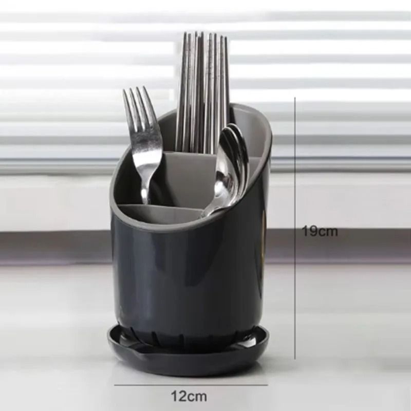 Plastic Cutlery Holder and Draining Rack for Kitchen Utensils