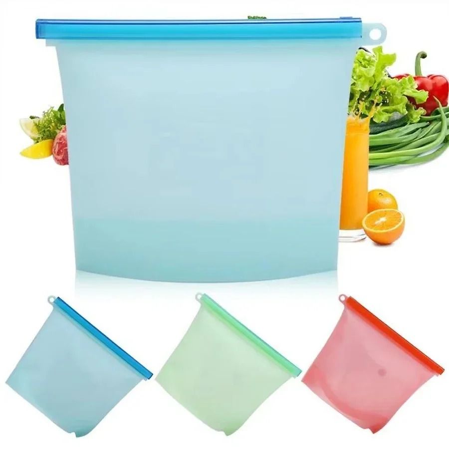 Reusable Food-Grade Silicone Storage Bag & Airtight Freezer Zip Bag
