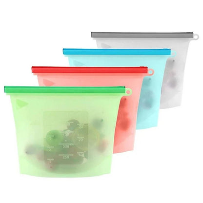 Reusable Food-Grade Silicone Storage Bag & Airtight Freezer Zip Bag