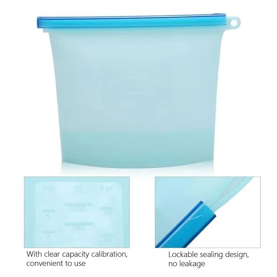 Reusable Food-Grade Silicone Storage Bag & Airtight Freezer Zip Bag