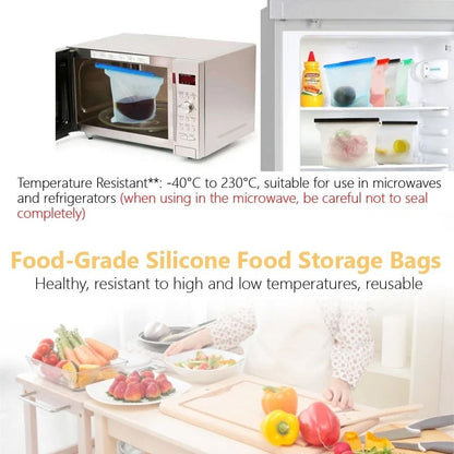 Reusable Food-Grade Silicone Storage Bag & Airtight Freezer Zip Bag