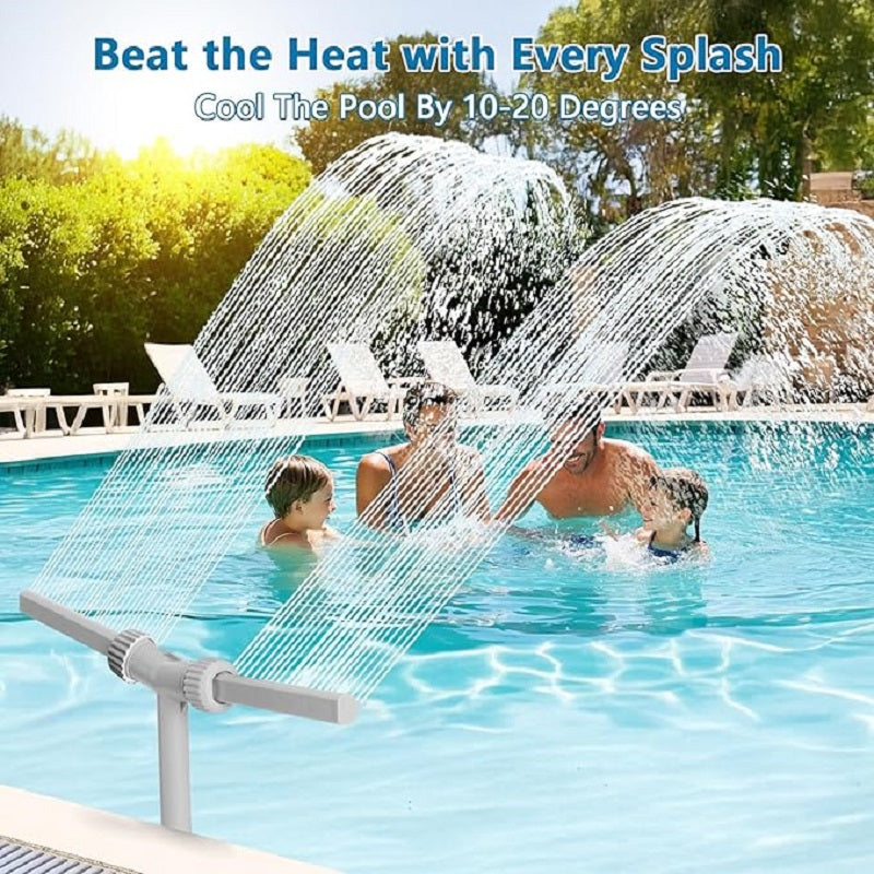 Adjustable Dual Spray Pool Fountain Waterfall Sprinkler for Above Ground and In Ground Pools