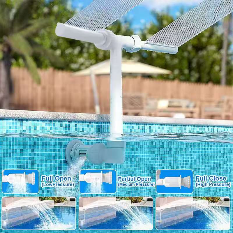 Adjustable Dual Spray Pool Fountain Waterfall Sprinkler for Above Ground and In Ground Pools