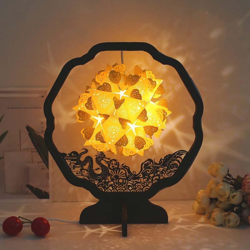 DIY Paper Carving Lamp, Handmade Shadow Light Lamp USB Night Light Decor