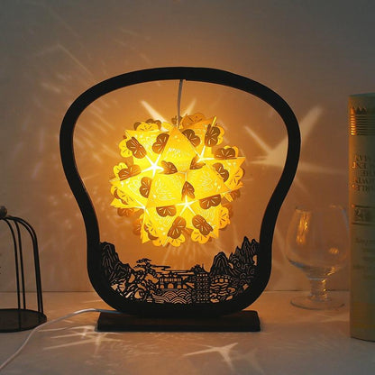 DIY Paper Carving Lamp, Handmade Shadow Light Lamp USB Night Light Decor