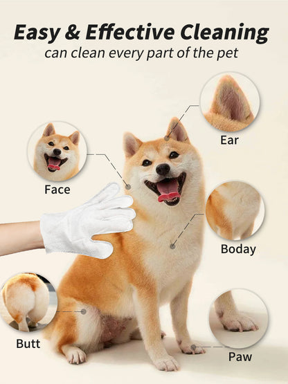 Paw Fresh No Rinse Pet Cleaning Gloves Thick Deodorizing Grooming Wipes for Cats & Dogs