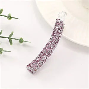 Crystal Pearl Banana Hair Clip Elegant Rhinestone Ponytail Holder for Women & Girls