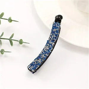 Crystal Pearl Banana Hair Clip Elegant Rhinestone Ponytail Holder for Women & Girls