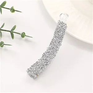 Crystal Pearl Banana Hair Clip Elegant Rhinestone Ponytail Holder for Women & Girls
