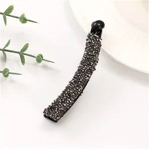 Crystal Pearl Banana Hair Clip Elegant Rhinestone Ponytail Holder for Women & Girls