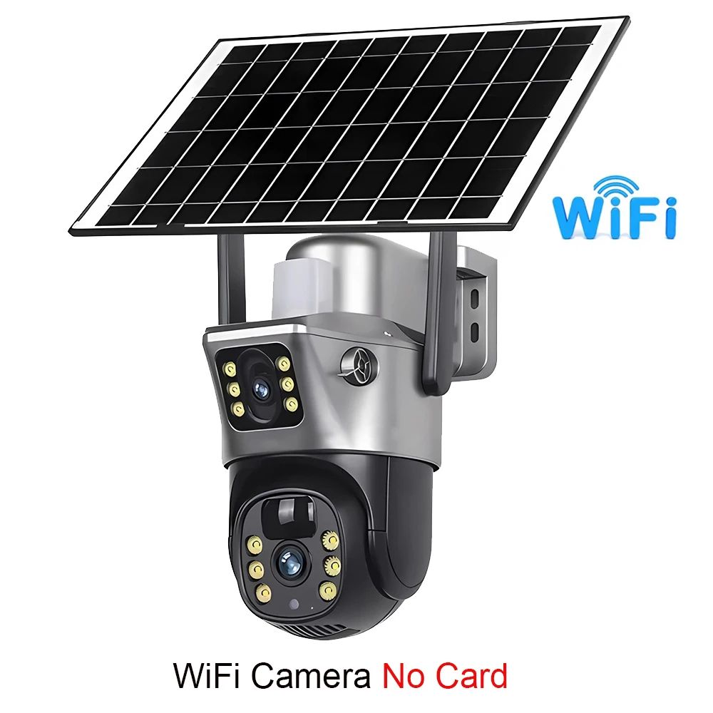 4G WiFi Solar Camera Dual Lens Outdoor 8MP 4K Battery IP Camera with Night Vision and Motion Detection