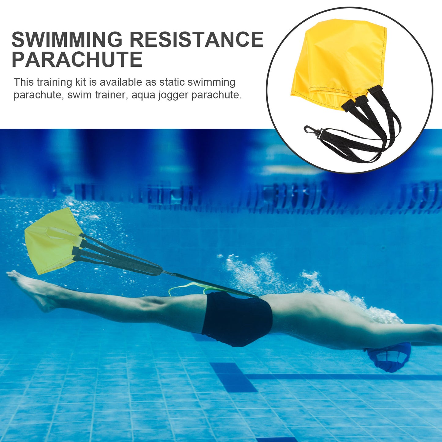 Adjustable Swim Parachute Resistance Trainer with Belt for All Strokes