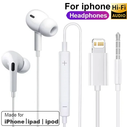 Lightning Earphones for iPhone Wired In Ear Headphones with Mic Apple Compatible