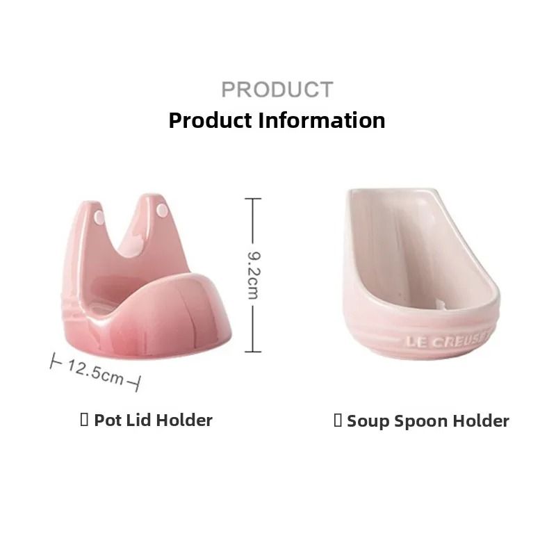 Ceramic Pot Lid & Spoon Rest Stand No-Drill Kitchen Organizer for Countertops