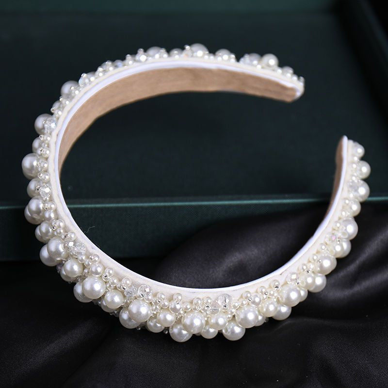 Baroque Pearl Crystal Bridal Headband Handmade Wedding Hair Accessory for Brides