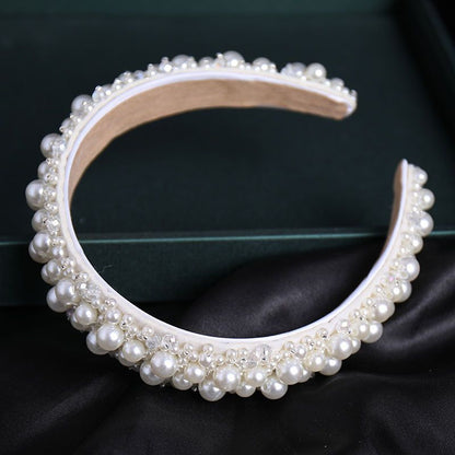 Baroque Pearl Crystal Bridal Headband Handmade Wedding Hair Accessory for Brides