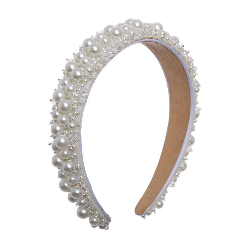 Baroque Pearl Crystal Bridal Headband Handmade Wedding Hair Accessory for Brides