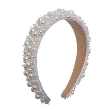 Baroque Pearl Crystal Bridal Headband Handmade Wedding Hair Accessory for Brides