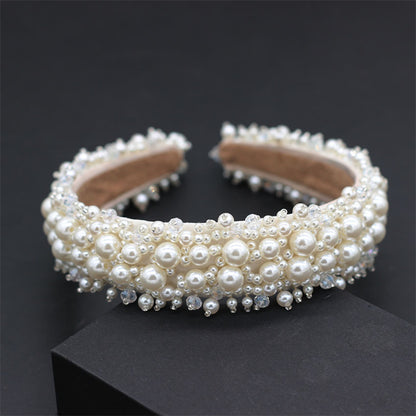 Baroque Pearl Crystal Bridal Headband Handmade Wedding Hair Accessory for Brides