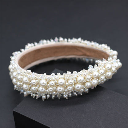 Baroque Pearl Crystal Bridal Headband Handmade Wedding Hair Accessory for Brides