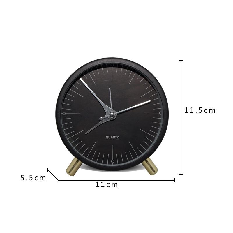 Silent Metal Quartz Alarm Clock with Night Light Vintage Round Bedside Desk Clock