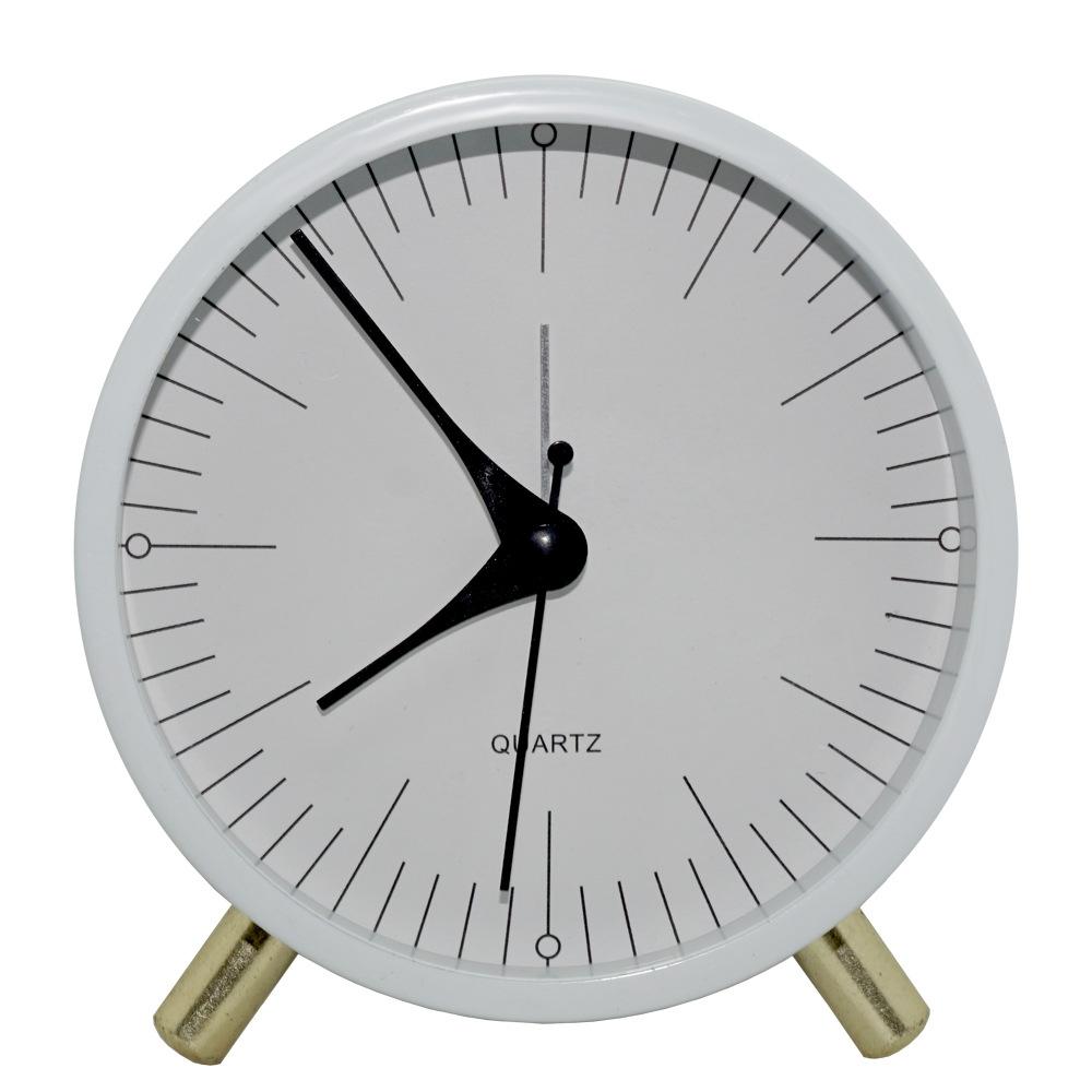 Silent Metal Quartz Alarm Clock with Night Light Vintage Round Bedside Desk Clock