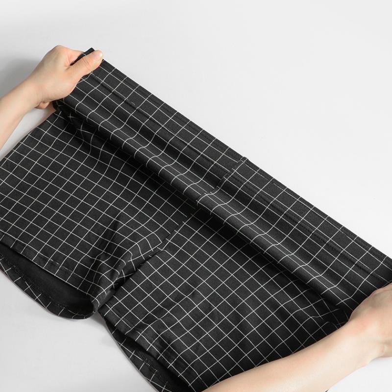 Plaid Cotton Boxer Shorts Set Mens Loose Boxers for Sleep & Everyday Wear