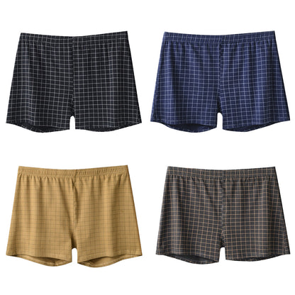 Plaid Cotton Boxer Shorts Set Mens Loose Boxers for Sleep & Everyday Wear