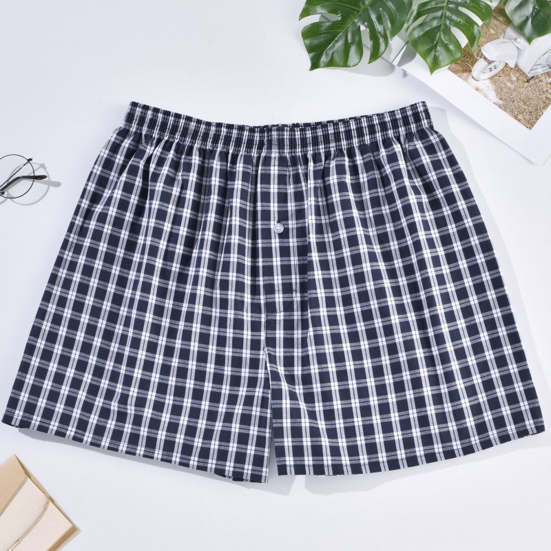 Cotton Plaid Boxer Shorts for Men Soft Breathable Sleep & Lounge Underwear