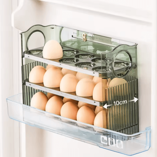 Automatic Rolling Egg Storage Box for Refrigerator Door Organization
