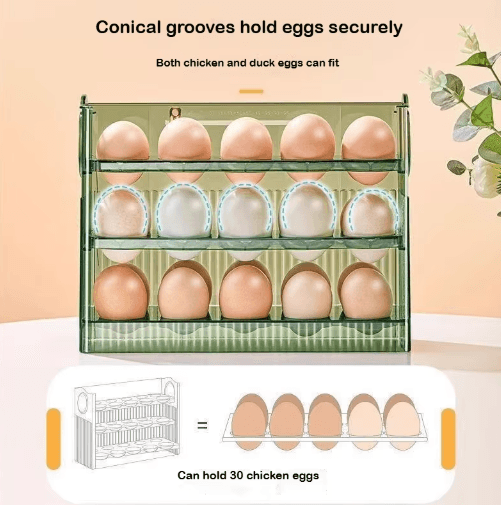 Automatic Rolling Egg Storage Box for Refrigerator Door Organization