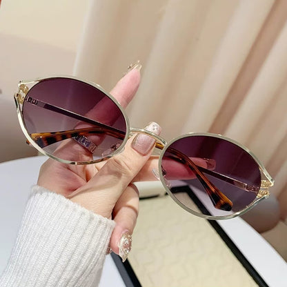 Vintage Vista Oval Sunglasses Retro Metal Frame Street Style Shades