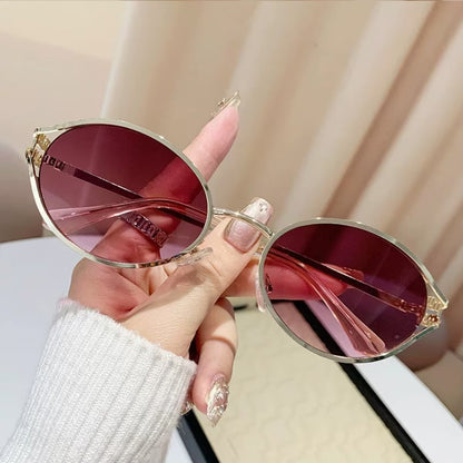 Vintage Vista Oval Sunglasses Retro Metal Frame Street Style Shades