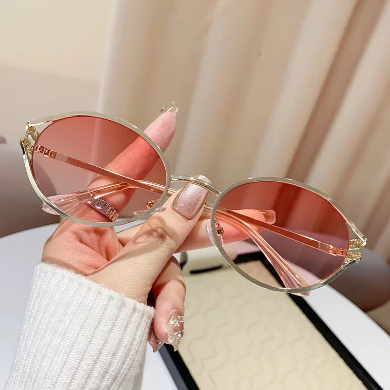 Vintage Vista Oval Sunglasses Retro Metal Frame Street Style Shades