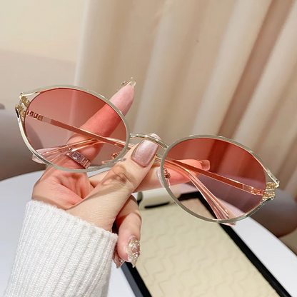 Vintage Vista Oval Sunglasses Retro Metal Frame Street Style Shades