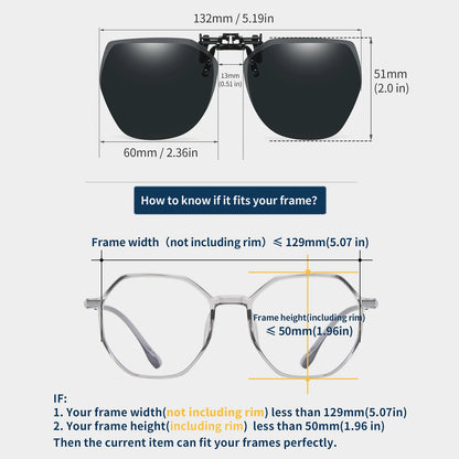 Flip Up Polarized Clip On Sunglasses for Prescription Glasses UV Outdoor Lens