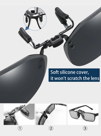 Flip Up Polarized Clip On Sunglasses for Prescription Glasses UV Outdoor Lens
