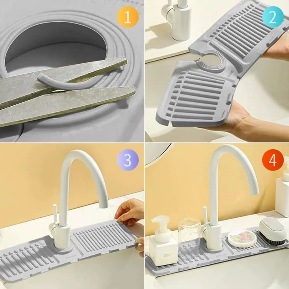 Silicone Faucet Splash Guard & Sink Drying Mat for Kitchen Counter Protection
