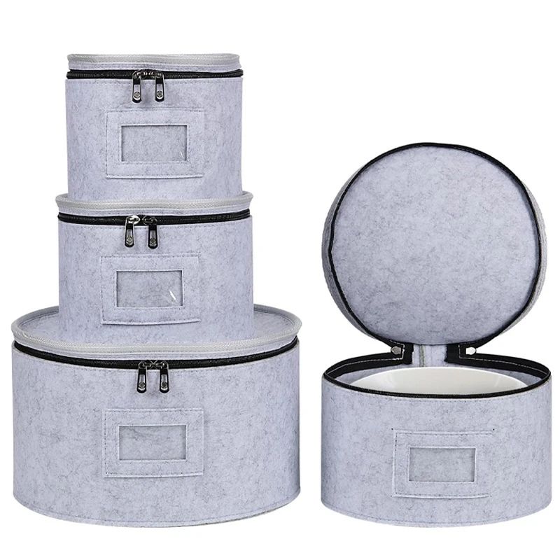 Felt Dish Storage Organizer for Plates, Cups & Spoons – Kitchen Storage Bag with Felt Dish Protector