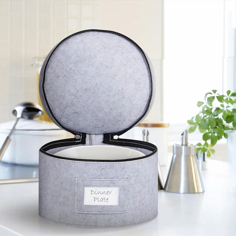 Felt Dish Storage Organizer for Plates, Cups & Spoons – Kitchen Storage Bag with Felt Dish Protector