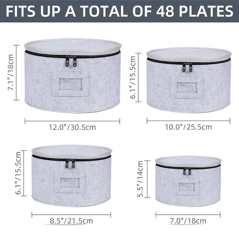 Felt Dish Storage Organizer for Plates, Cups & Spoons – Kitchen Storage Bag with Felt Dish Protector