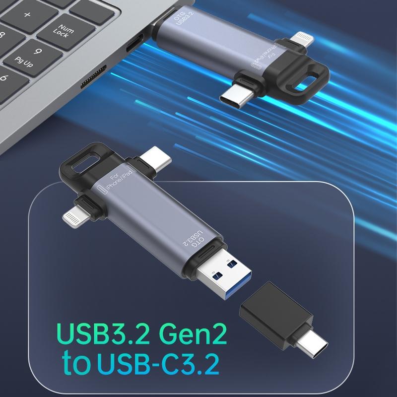 NK-951 3-in-1 USB 3.2 Flash Drive with Type-C & Lightning OTG Storage