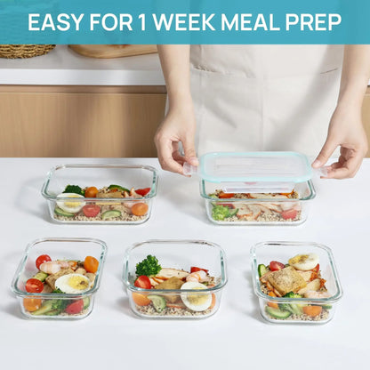 Glass Lunch Box Food Storage Container for Meal Prep and Bento Meals