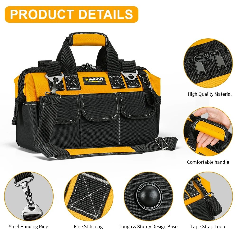 Tool Bag – 14-Pocket Portable Empty Storage Box Organizer with Adjustable Shoulder Strap